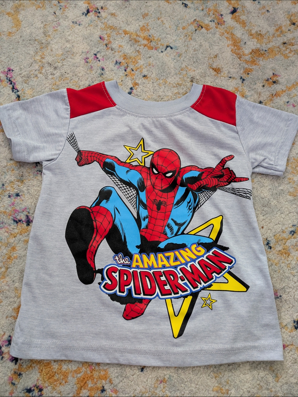 Marvel Spider-Man Gray, Red & Blue Graphic Tee